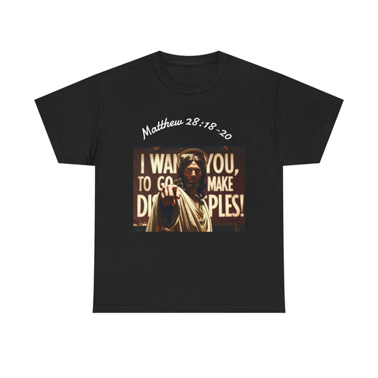 Christian T-Shirt — Matthew 28:18-20 "Make Disciples" Jesus Graphic Tee