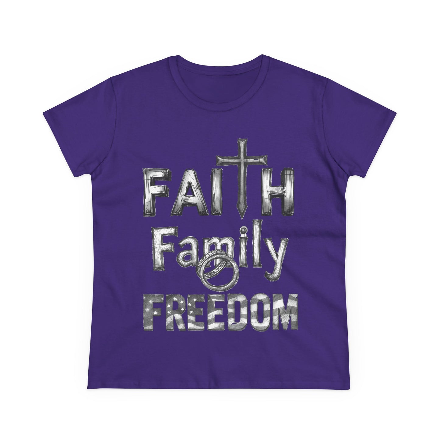 Faith Family Freedom Women's Tee — Christian Faith Inspirational Shirt