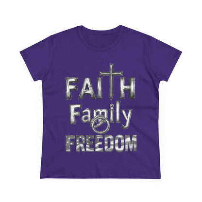 Faith Family Freedom Women's Tee — Christian Faith Inspirational Shirt
