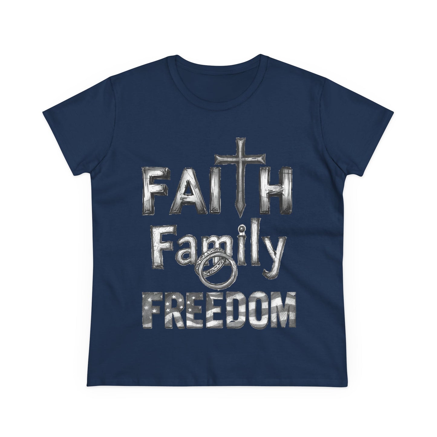 Faith Family Freedom Women's Tee — Christian Faith Inspirational Shirt